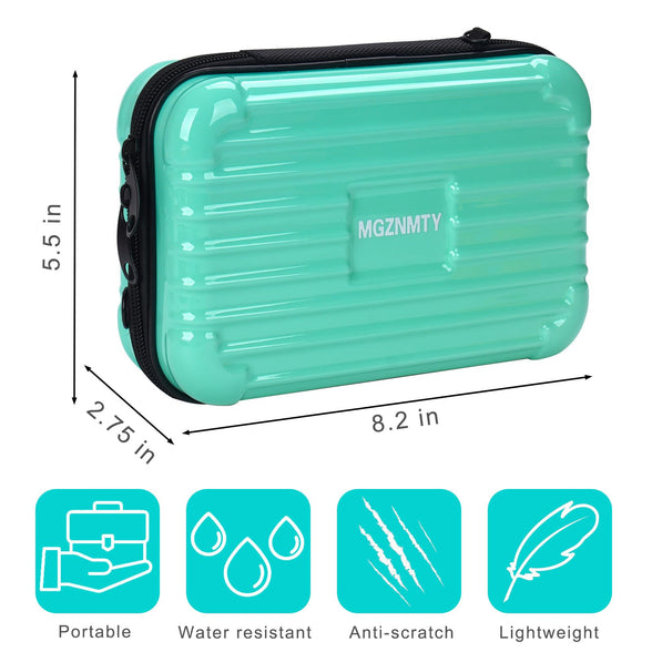 MGZNMTY Hard Travel Case for Portable Nebulizer, Handheld Inhaler Nebulizer Machine for Adults and Kids Carry Case with Shoulder Crossbody Rope and Mesh Pocket for Medicine, Light Green (Only Case)