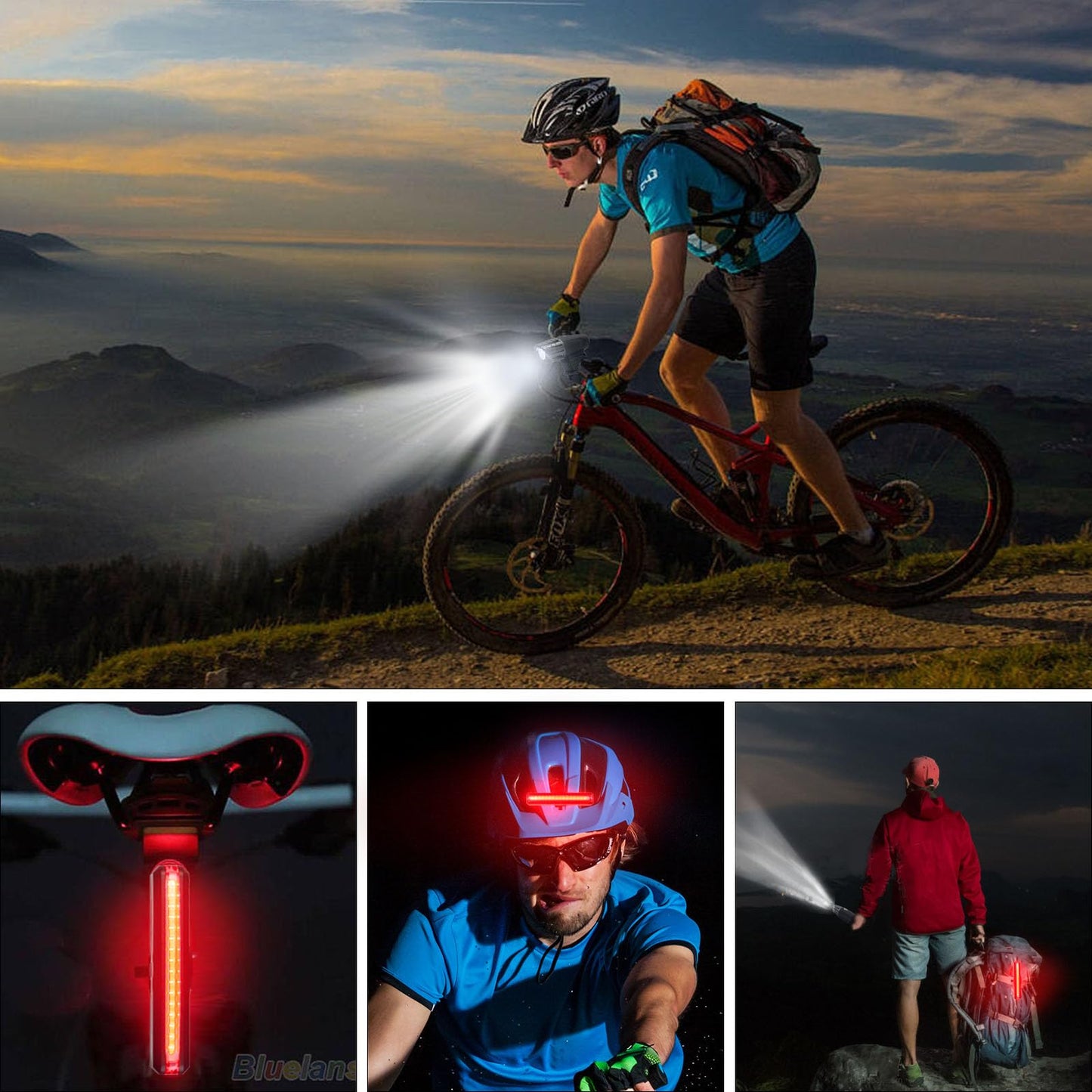 Skytouch Usb Rechargeable Bike Light Set 320 Lumens Powerful Front And Rear Bike Accessories For Night Riding, Cycling Rear Headlight Reflectors For Kids, Road, Mountain Bike, Black