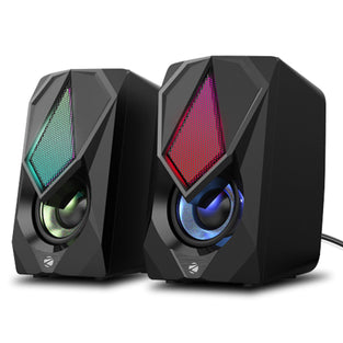 ZEBRONICS Zeb-Warrior II 10 watts 2.0 Multimedia Speaker with RGB Lights, USB Powered, AUX Input, Volume Control Pod for PC, Laptops, Desktop