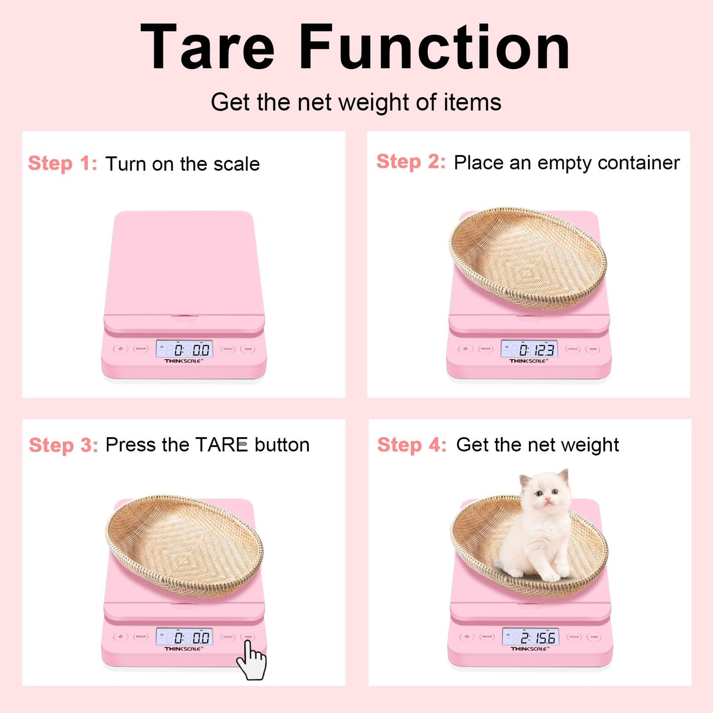 THINKSCALE Shipping Scale, 86lb/0.1oz Potals Scale with Sweet Pink Style