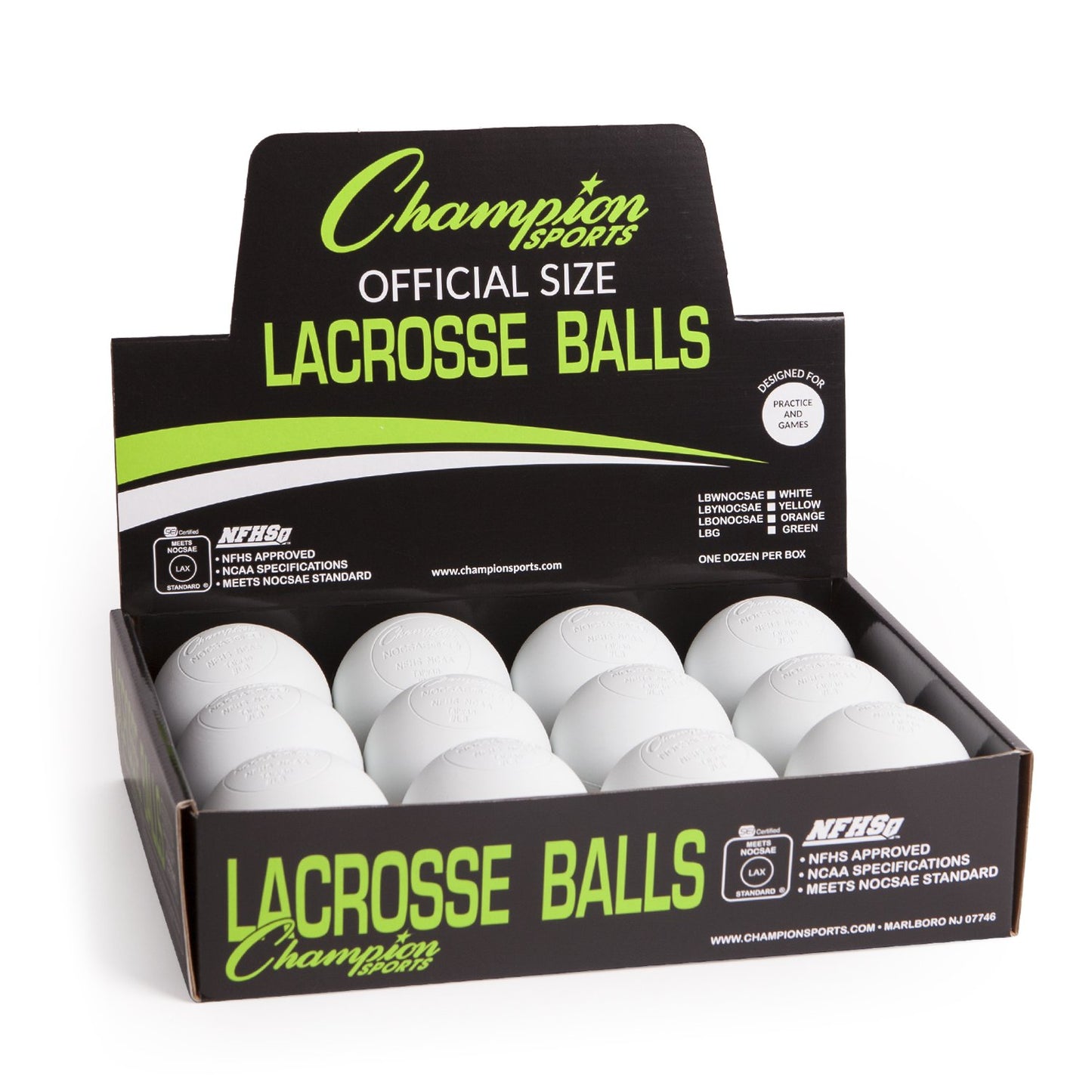 Champion Sports Official Lacrosse Balls - Multiple Colors in Packs of 1, 2, 3, 6, and 12