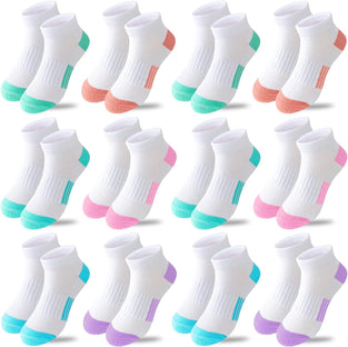 Bemeol Girls Socks 12 Pairs Ankle Athletic Socks Cotton Sports Socks For Little Big Kids