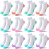 Bemeol Girls Socks 12 Pairs Ankle Athletic Socks Cotton Sports Socks For Little Big Kids