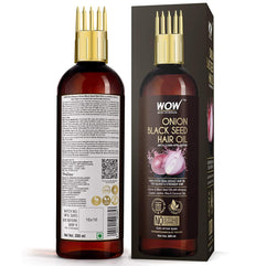 WOW Skin Science Onion Hair Oil for Hair Growth and Hair Fall Control - With Black Seed Oil Extracts - with COMB APPLICATOR - 200 ml