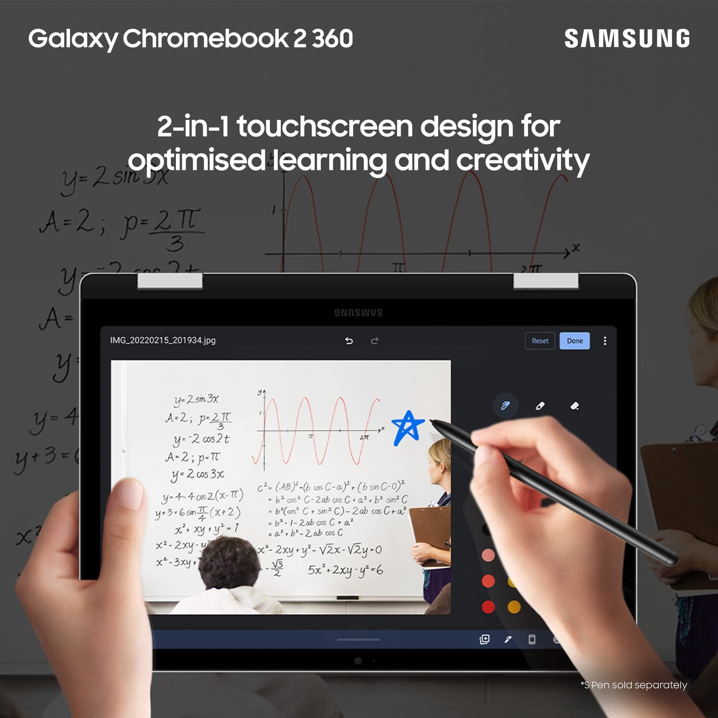 Samsung Galaxy Chromebook2 360 Laptop, 12.4 Inch, 4GB RAM, 64GB Storage, Celeron - Silver - Official