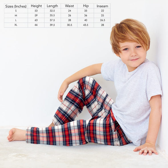 Big Boys' Pajama Bottoms Pants - Flannel Cotton Lounge Sleepwear with Pockets. Medium