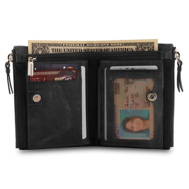 Otto Angelino Men's OTTO253 Travel Accessory-Bi-Fold Wallet, Black, One size