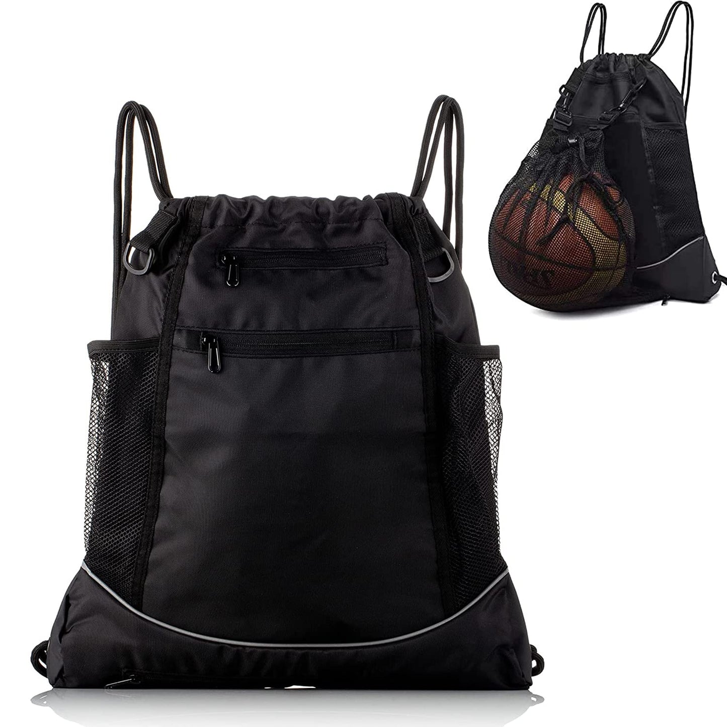 Drawstring Pocket Basketball Backpack, Men'S And Women'S Outdoor Travel Sports Backpack, Water Resistant String Bag Football Swimming Riding Bag