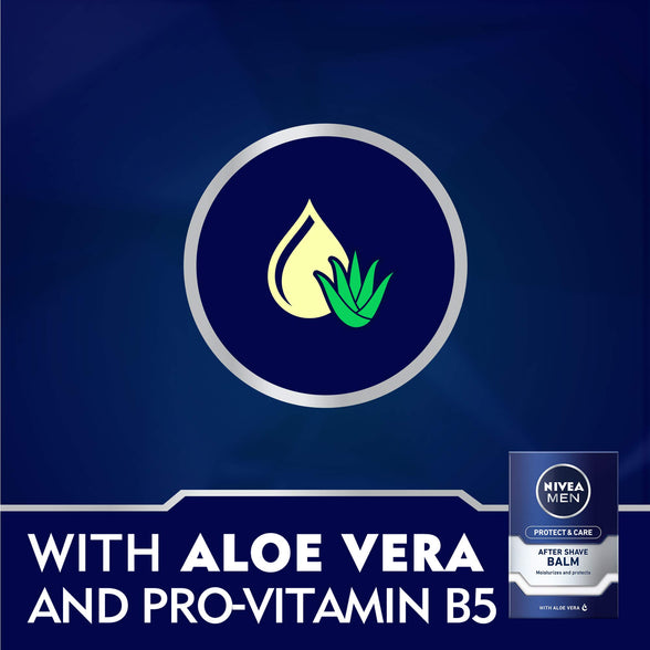 NIVEA MEN After Shave Balm, Protect & Care Aloe Vera & Provitamin B5, 100ml