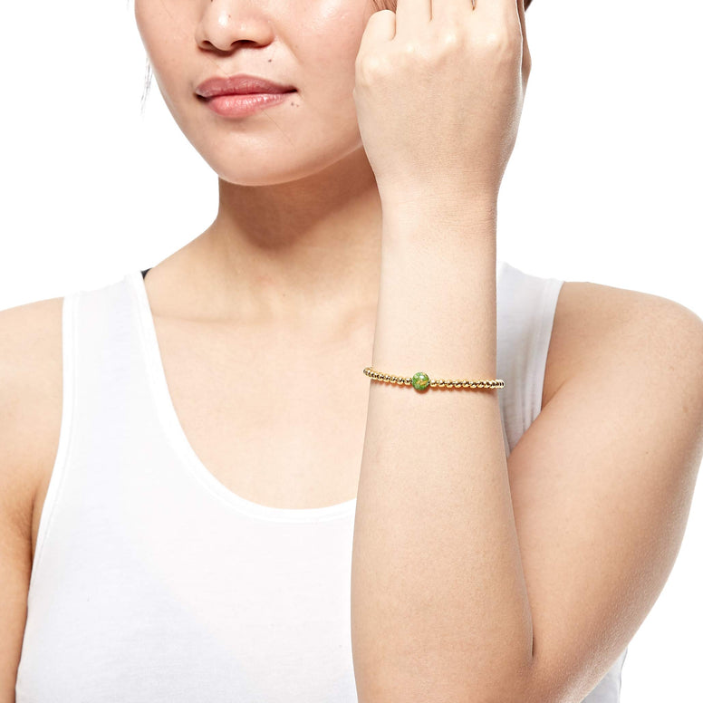 Alwan Gold Plated & Green Color Quartz stone Bracelet for Women - EE3380ST