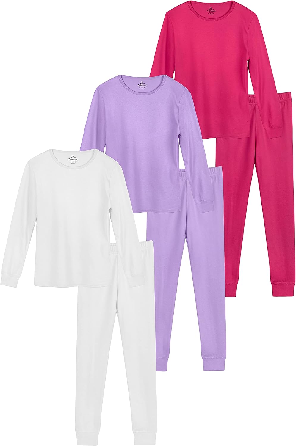 Resinta 6 Pieces Cotton Girls' Thermal Underwear Set Girls’ Top and Long Johns Winter Base Layer Top & Bottom, 3 Set