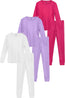 Resinta 6 Pieces Cotton Girls' Thermal Underwear Set Girls’ Top and Long Johns Winter Base Layer Top & Bottom, 3 Set