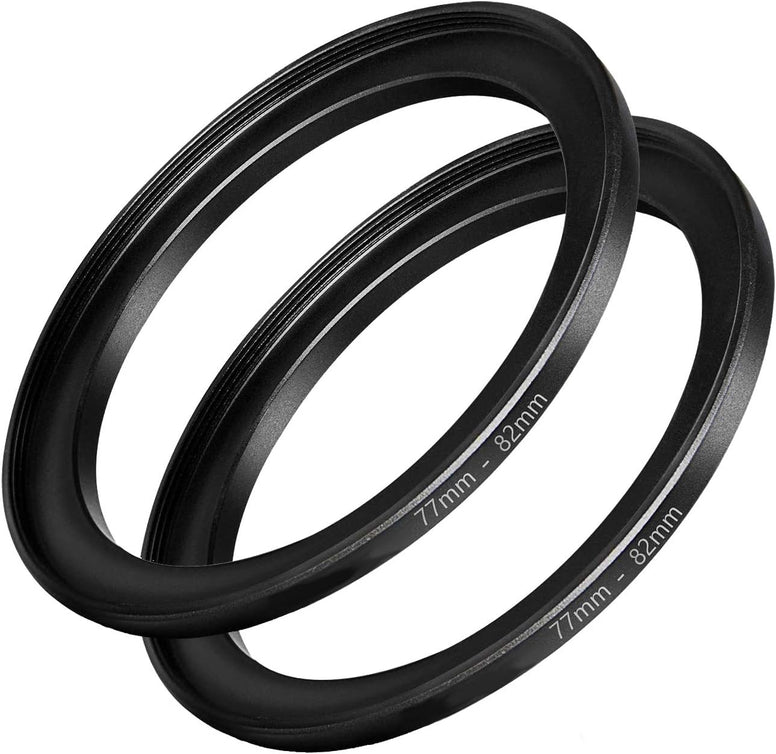 77mm-82mm Step Up Ring [77mm Lens to 82mm Filter], FANZR Camera Lens Filter Adapter Ring Lens, Premium Aluminum (2 Pack)