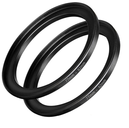 77mm-82mm Step Up Ring [77mm Lens to 82mm Filter], FANZR Camera Lens Filter Adapter Ring Lens, Premium Aluminum (2 Pack)