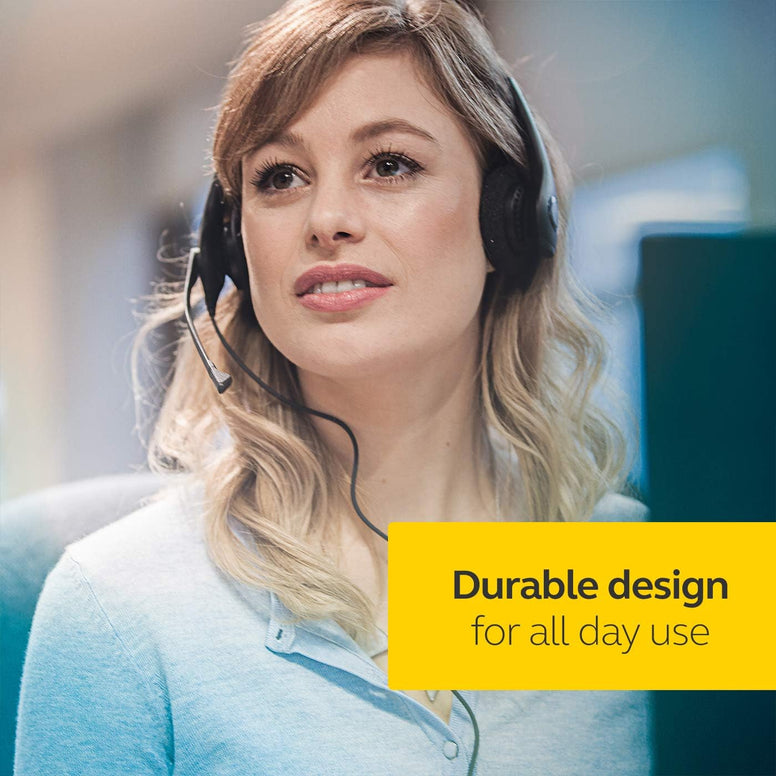 Jabra Biz 1500 USB-A On-Ear Stereo Headset - Corded Headphone with Noise-cancelling Microphone, Control Unit and Volume Spike Protection for Deskphones and Softphones, Wired