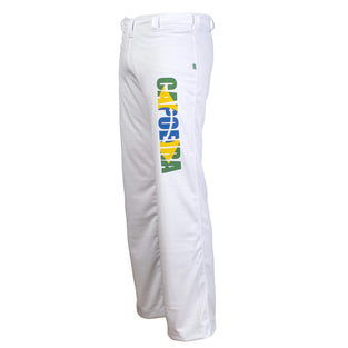 JL Sport Authentic Brazilian Capoeira Men's Martial Arts Trousers ('Capoeira' Print Alongside Leg) Large
