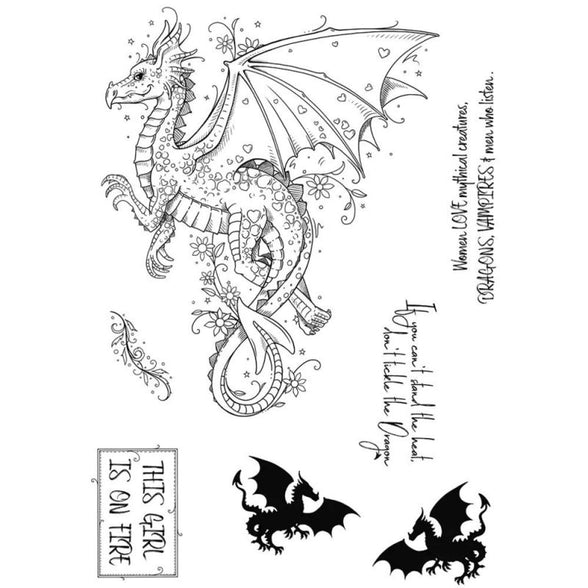 2 Pieces Dragon and Phoenix Magic Believe Love Clear Rubber Stamp DIY Scrapbooking Stamping Seal Silicon Stamp Craft Cardmaking Art Album Decor Gift Paper Card 6x8 Inch