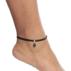 Alwan Faux Leather Black Color Medium Size Anklet for Women - EE3723FHDBG