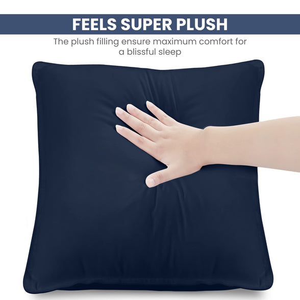 Utopia Bedding Pillows 2 Pack, (European, Navy) Hotel Quality Pillows, Luxury Bed Pillow for Back, Stomach or Side Sleepers