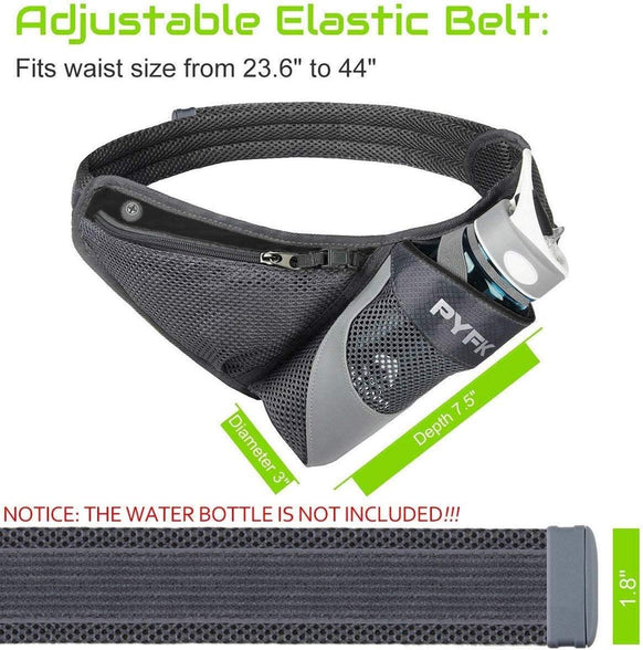 PYFK Running Belt Hydration Waist Pack with Water Bottle Holder for Men Women Waist Pouch Fanny Bag Reflective ((Bottle Not Included))