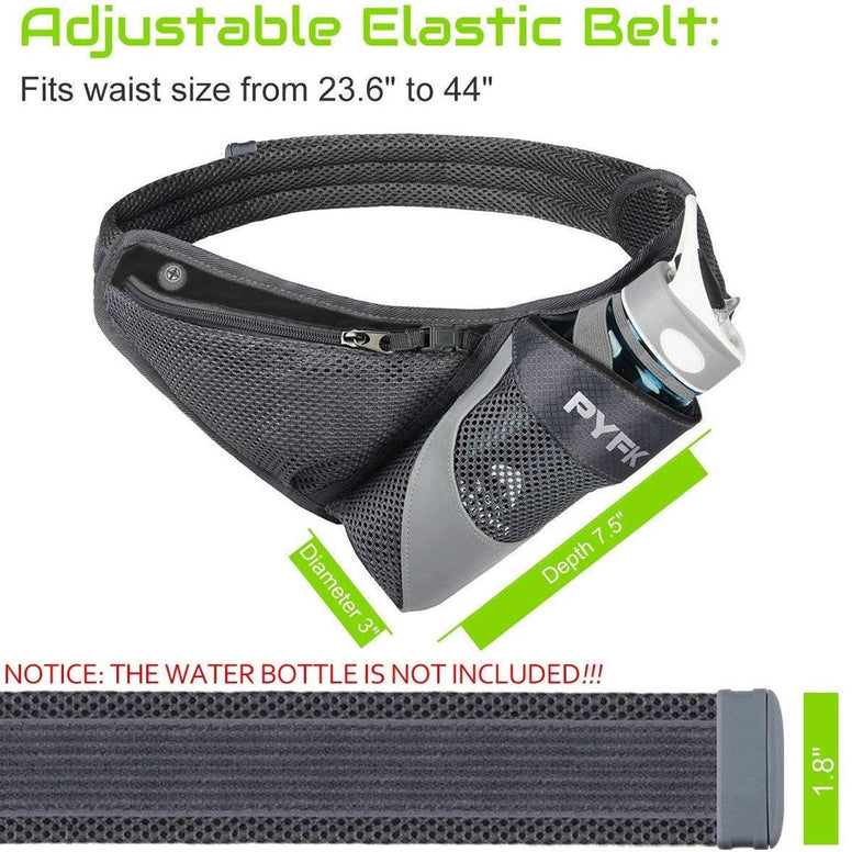 PYFK Running Belt Hydration Waist Pack with Water Bottle Holder for Men Women Waist Pouch Fanny Bag Reflective ((Bottle Not Included))