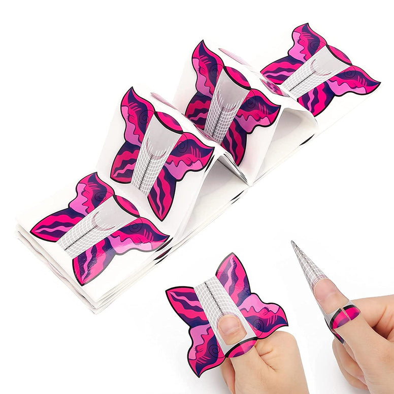 ELECDON 100PCS Acrylic Butterfly-Shape Self Adhesive Gel Nail Extension Nail Forms for DIY Tool UV Gel Forms Guide Stickers (Papilionac)