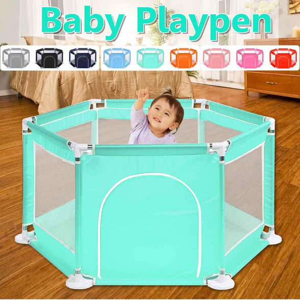 Baby Playpen Activity Center Room Fitted Floor - Safety Protection Care Crawling Safety Game Fence playmat Protection For Baby Kids Indoors Outdoors and Parks Gifts (Aqua Green/Blue)
