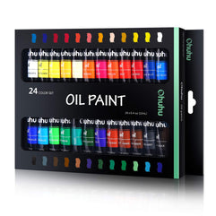 Ohuhu Oil Paint Set, 24 Oil-Based Colors, 12ml/0.42oz x 24 Tubes Non-Toxic Oil Painting Set Supplies for Canvas Painting Artist Kids Beginners Adults Classroom Great Art Supplies Gifts Ideal