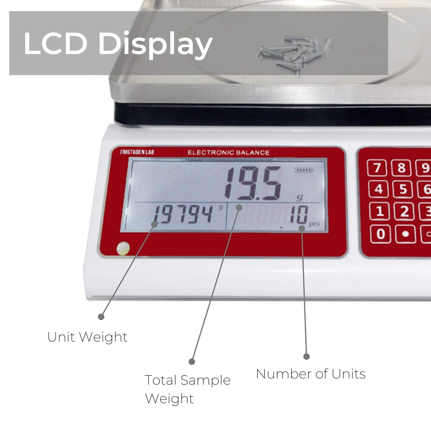 American Fristaden Lab Industrial Counting Scale, Digital Balance for Counting Parts and Coins, 30kg Capacity | 0.5g with Calibration Certificate/0.5g Accuracy, Electronic Scale with 1-Year Warranty