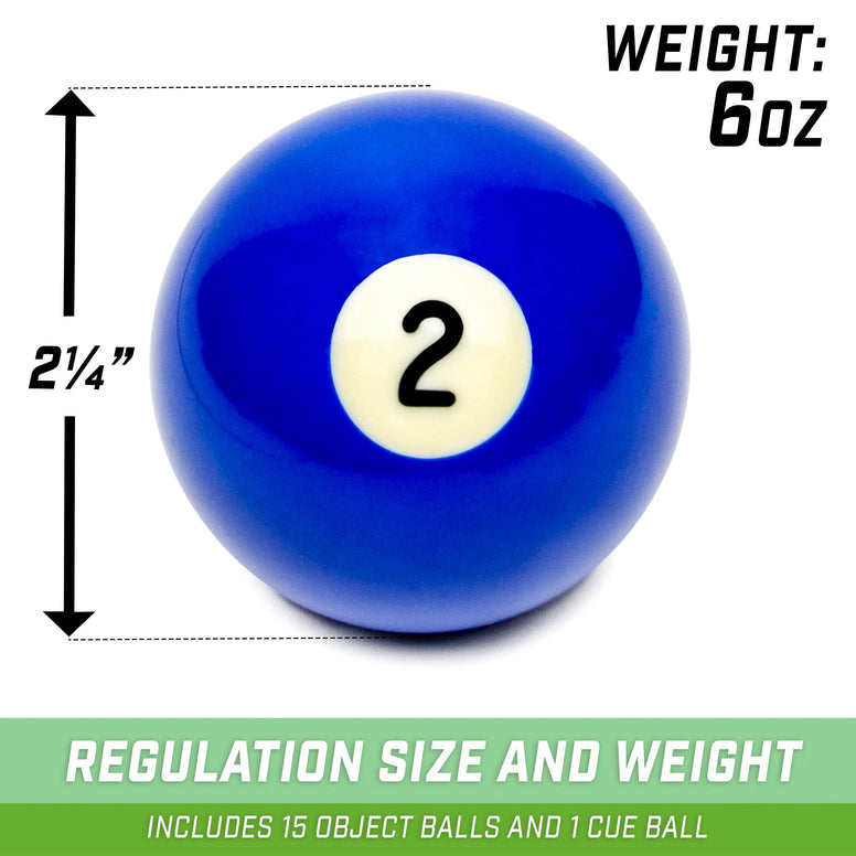 GoSports Regulation Billiards Balls - Complete Set of 16 Professional Balls, Multi, One Size