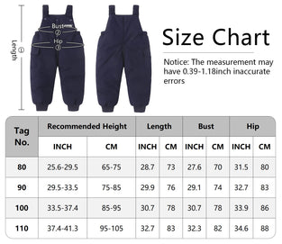 Happy Cherry Boys' Toddler Classic Snow Bib Ski Snowsuit, Invisible Zipper Leg Openings for Diaper Changes 6-12 Months