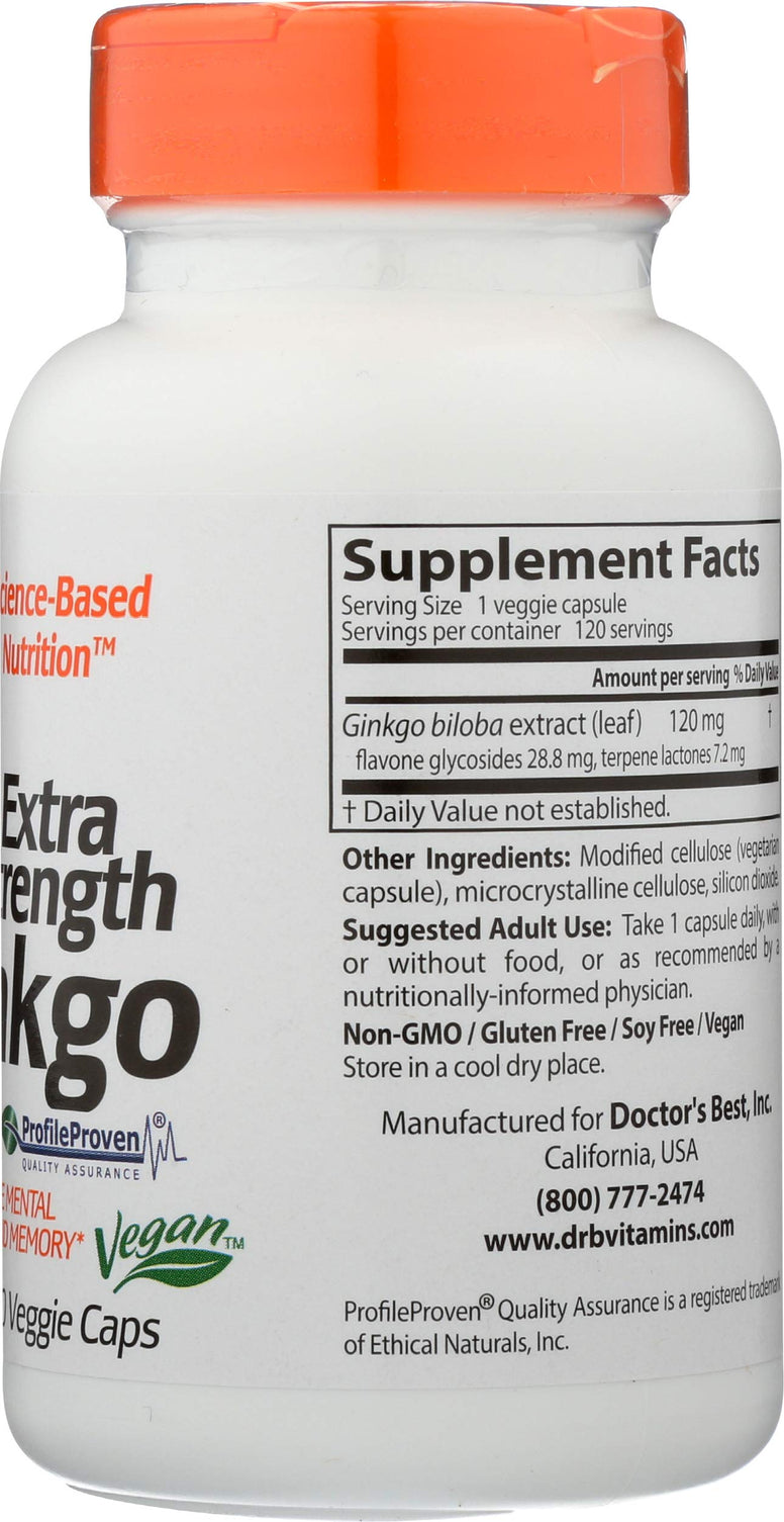 Doctor's Best, Extra Strength Ginkgo, 120 mg, 120 Veggie Caps