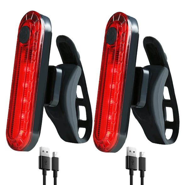 YUERWOVER 2 Pack USB Rechargeable LED Bike Tail Light Bicycle Rear Light Cycling Night Essential Reflector Seat Back Safety Lamp 4 Modes Waterproof Bright Warning Flash MTB Light for Men Women Kids
