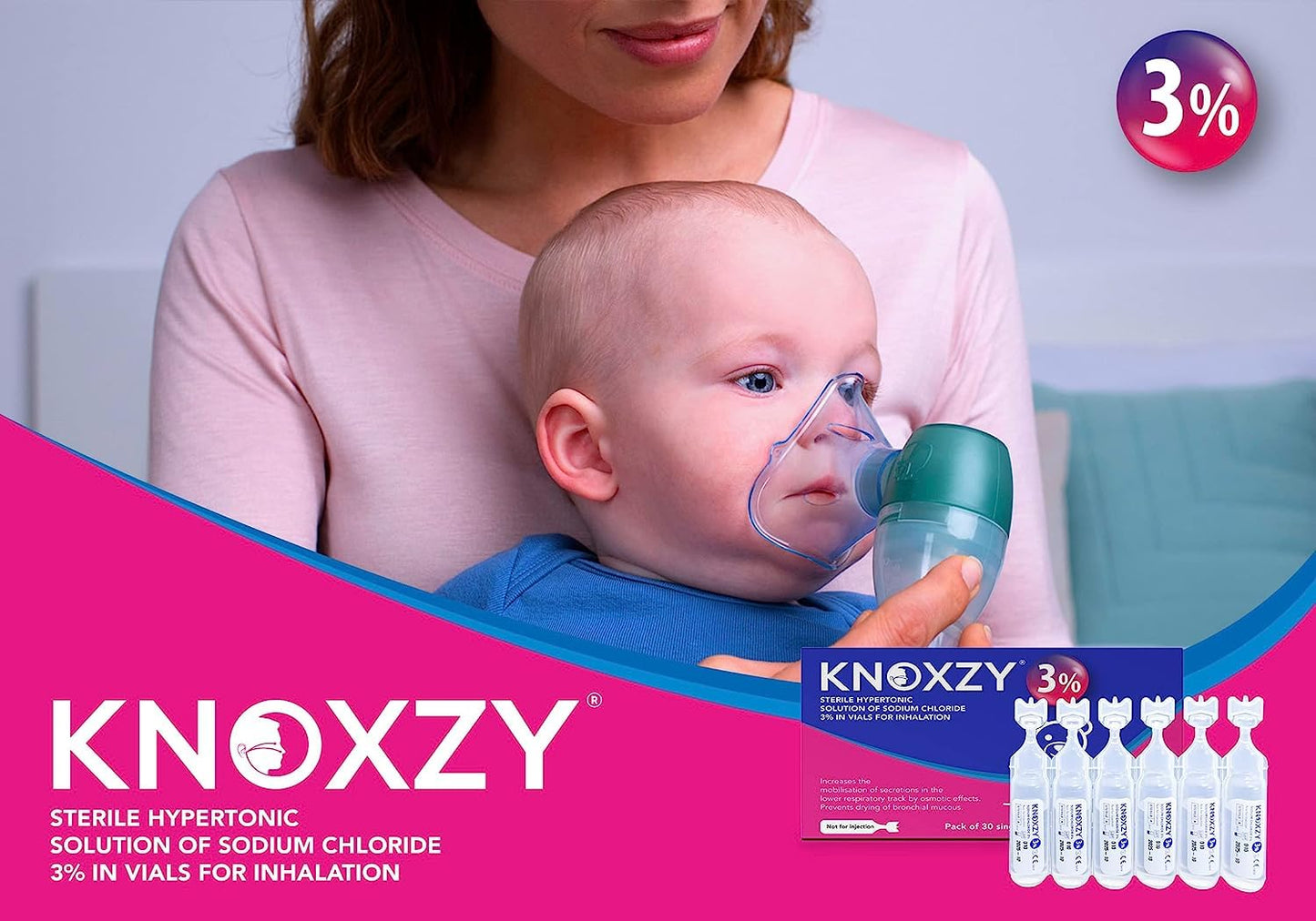 KNOXZY Hypertonic Saline Inhalation Solution 3%. Inhalation Solution for Adults & Children. Box Contains 30 Single dose vials of 4ml.