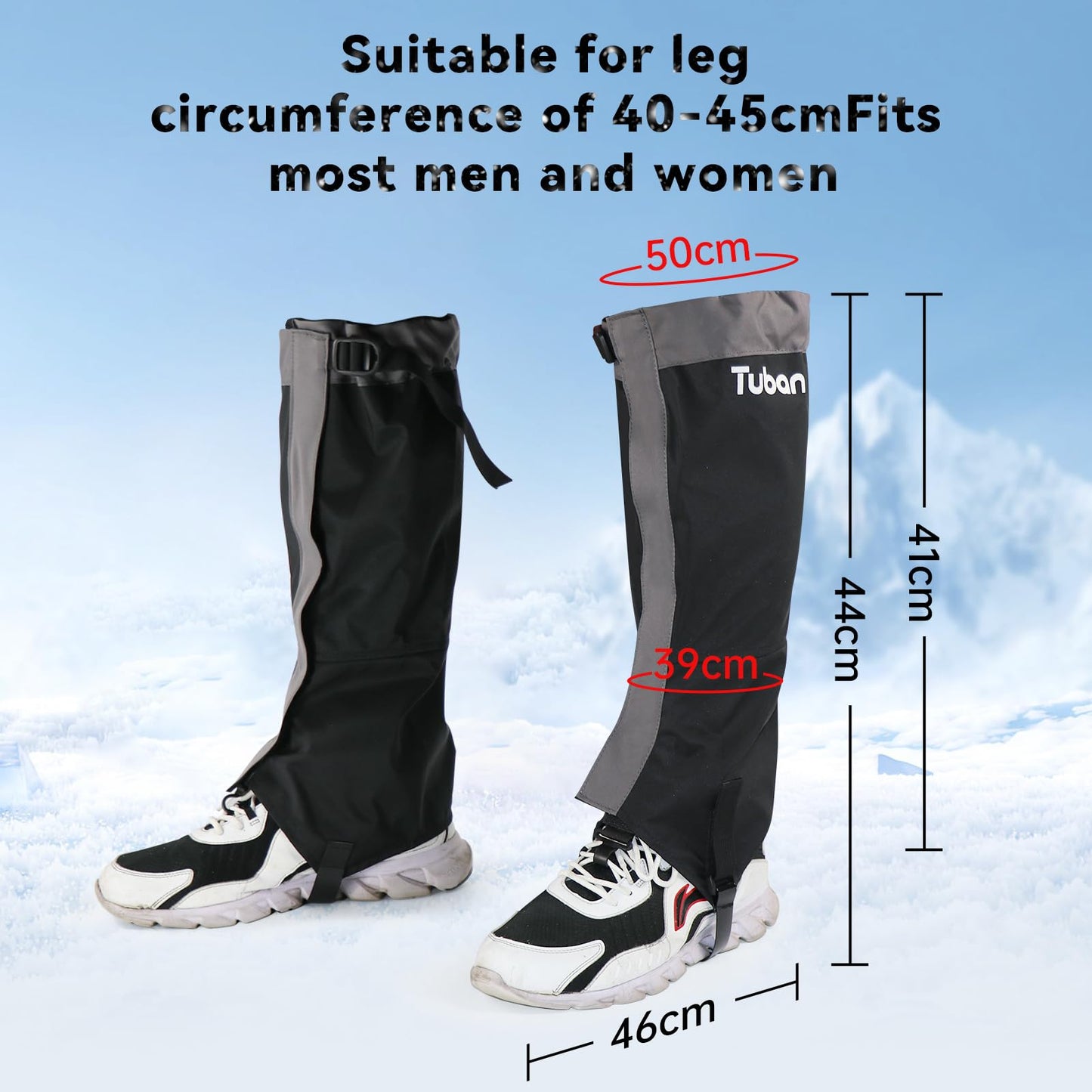 Hzdyopk Leg Gaiters for Hiking – Waterproof and Adjustable Snow Boot Gaiters, One Size Fits Men and Women for Walking, Hunting, Mountain Climbing and Snowshoeing