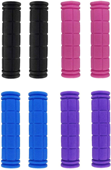 Bicycle Handle Bar Grips DELFINO 4 Pairs Bicycle Handle Bar Grips Mushroom Grips for BMX/MTB/Road Mountain/Boys and Girls Kids Bikes, 4 Colors, Black, Blue, Pink, Purple