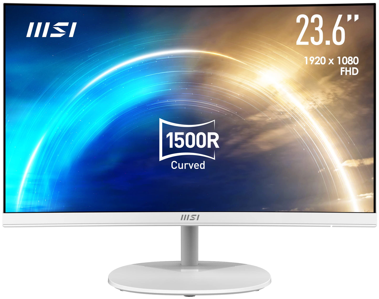 MSI Pro MP241CAW, 27", 1920 x 1080 (FHD), Curved VA, 75Hz, TUV Certified Eyesight Protection, 4ms, Displayport, HDMI, Tilt,White