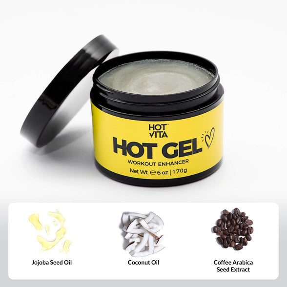 Hot Vita Hot Gel ThermoActive - Workout Enhancer Sweat Cream with Coconut oil, Jojoba Seed Oil, Coffee Arabica Seed Extract, Olive Oil and Green Tea Leaf Extract for Women (6 Ounce)