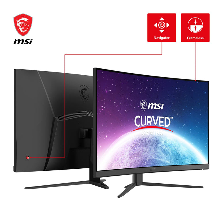 MSI G32C4X 32Inch FHD Curved Gaming Monitor - 1500R 1920 x 1080 VA Panel, 250Hz / 1ms, AMD FreeSync Premium, HDR Ready, DisplayPort, HDMI, Wide Color Gamut, Frameless, Night Vision, Black