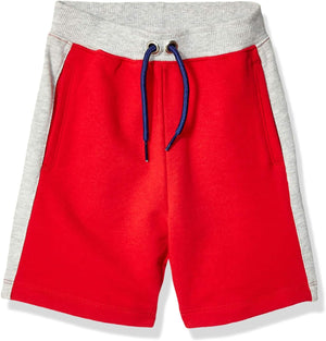 Spotted Zebra Boys' Colorblock French Terry Short, Red, X-Small