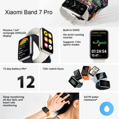 Xiaomi Band 7 Pro Smartwatch with GPS(Global Version), Health & Fitness Activity Tracker High-Res 1.64" AMOLED Screen, Heart Rate & SPO₂ Monitoring, 110+ Sports Modes, 12Day Battery Smart Watch, Black
