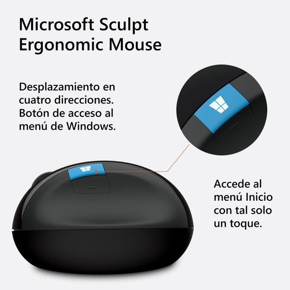 Microsoft L6V 00004 Back And Windows Button Wireless Sculpt 4 Way Scrolling MoUSe, Black