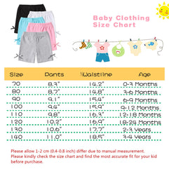 U·nikaka Unisex Toddler Baby Shorts Fleece Cotton Flare Short 5-Pack in Grey White Black Blue and Pink 6-9M