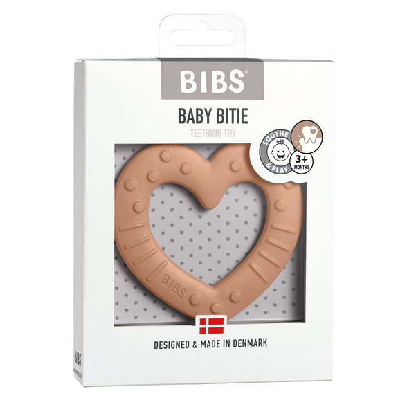 BIBS Baby Bitie Teether | Made in Denmark | 100% BPA & Phthalate Free |, Peach Heart,