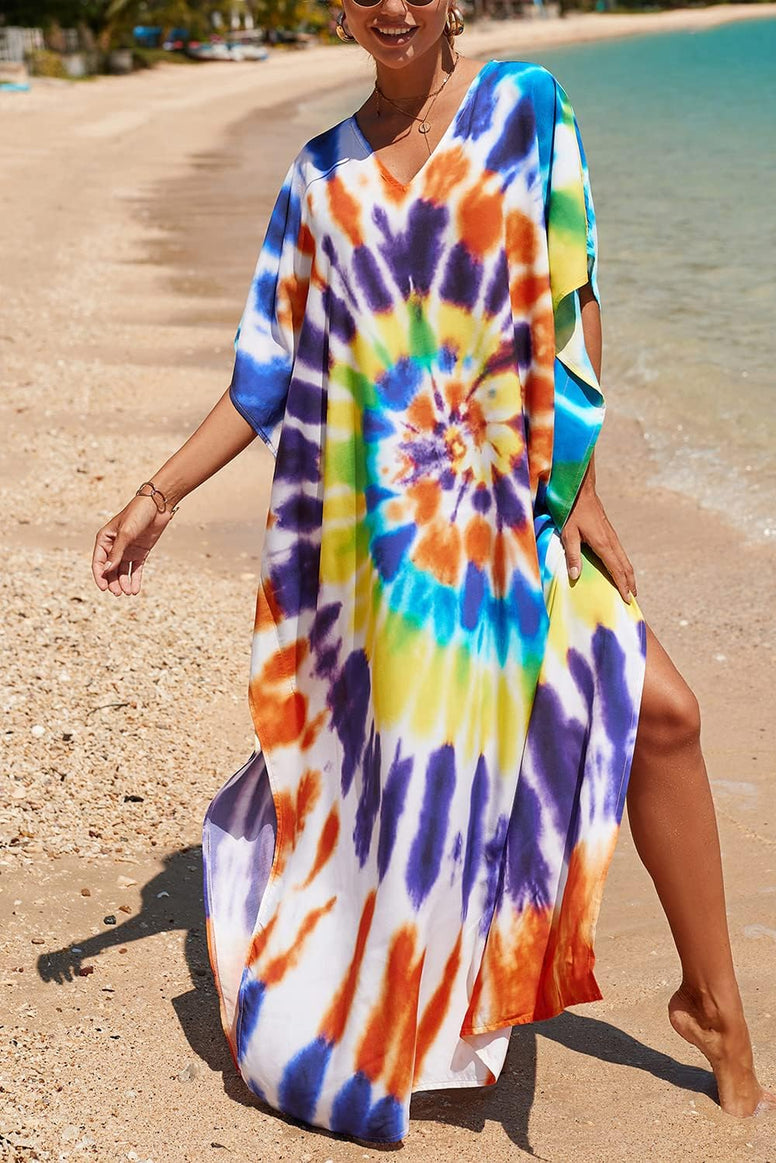 YouKD Summer Long Kaftan Bohemian Loungewear Beach Swimsuit Cover Up Maxi Dress for Women