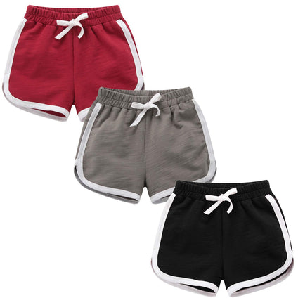 Girls Boys 3 Pack Running Athletic Cotton Shorts, Kids Baby Workout and Fashion Dolphin Summer Beach Sports