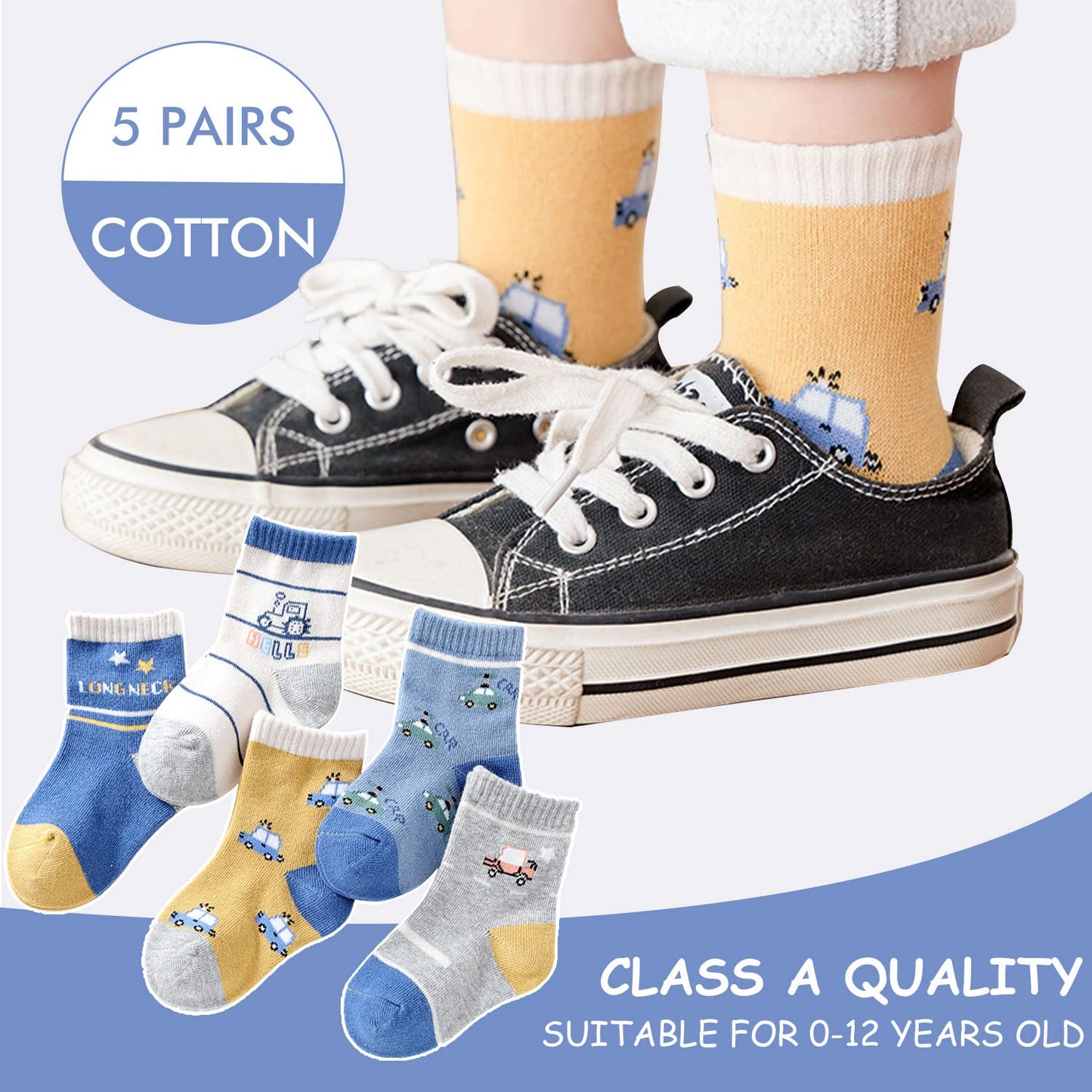 5 Pack Toddler Socks Fall Cute Non Slip Sock For 4-6 6-8 8-10 Years Old Boys Girls Baby Newborn Infants Kids