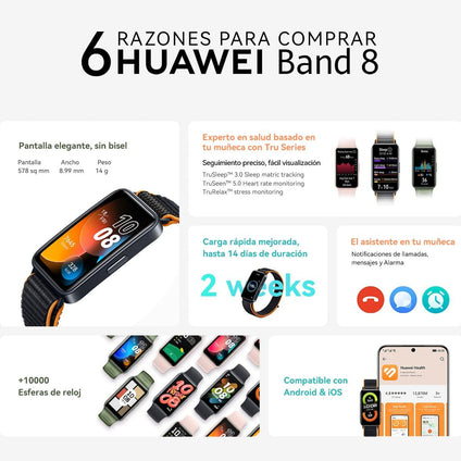 HUAWEI Band 8 Smart Watch - Ultra-Thin Design, Scientific Sleep Tracking, 2-Week Battery Life, Compatible with Android & iOS, 24/7 Health Management, Vibrant Orange