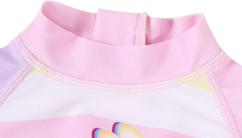 WonderBabe Unicorn/Flamingos Girls UV Swimsuit Kids Sun Protection Swimming Costume One Piece Round-Neck Swimwear Rash Guard Bathing Suit Surfing Sunsuit 1-8 Years