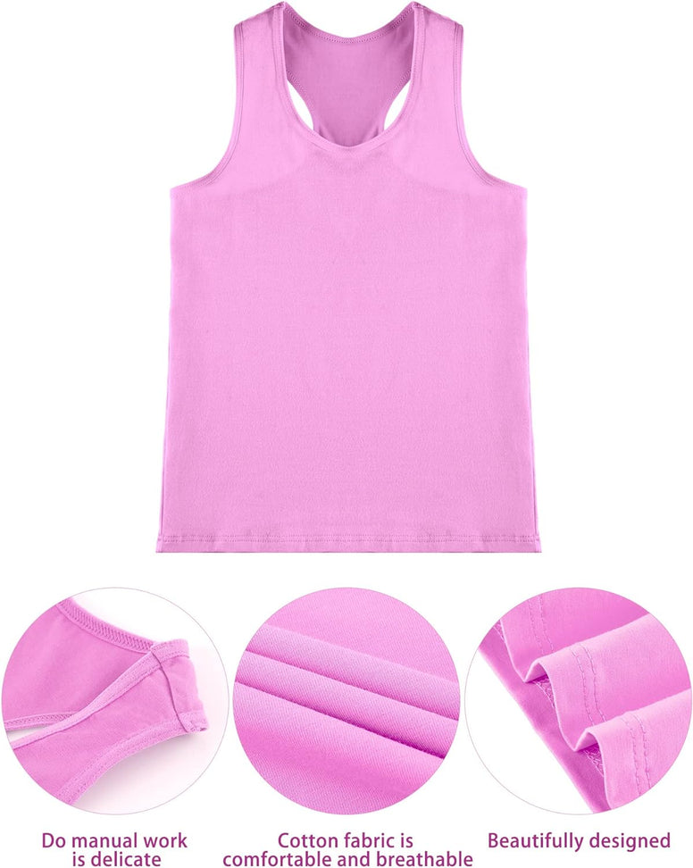 3 Pieces Girls Dance Tank Top Racerback Crop Tank Top Sleeveless Dance Top for Ballet Gymnastics Dancewear